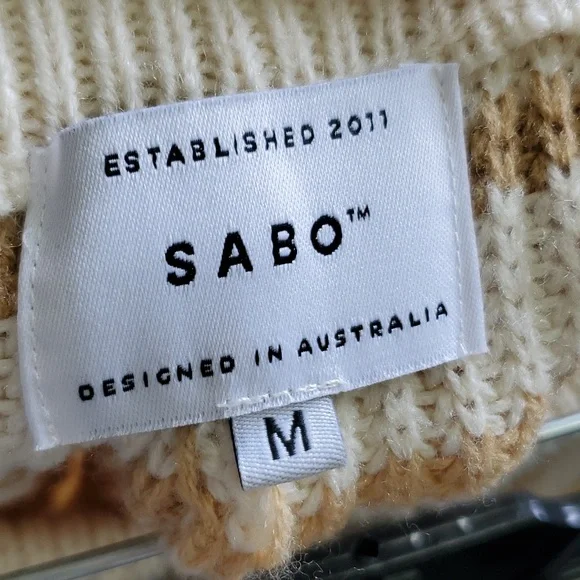 Sabo Knit Shorts Size Medium Cream and Tan - Picture 5 of 7